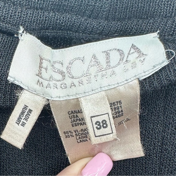 VTG Escada Wool Black Dress Pants Straight Leg Loose Fit Womens 38 | K314 - Picture 2 of 7